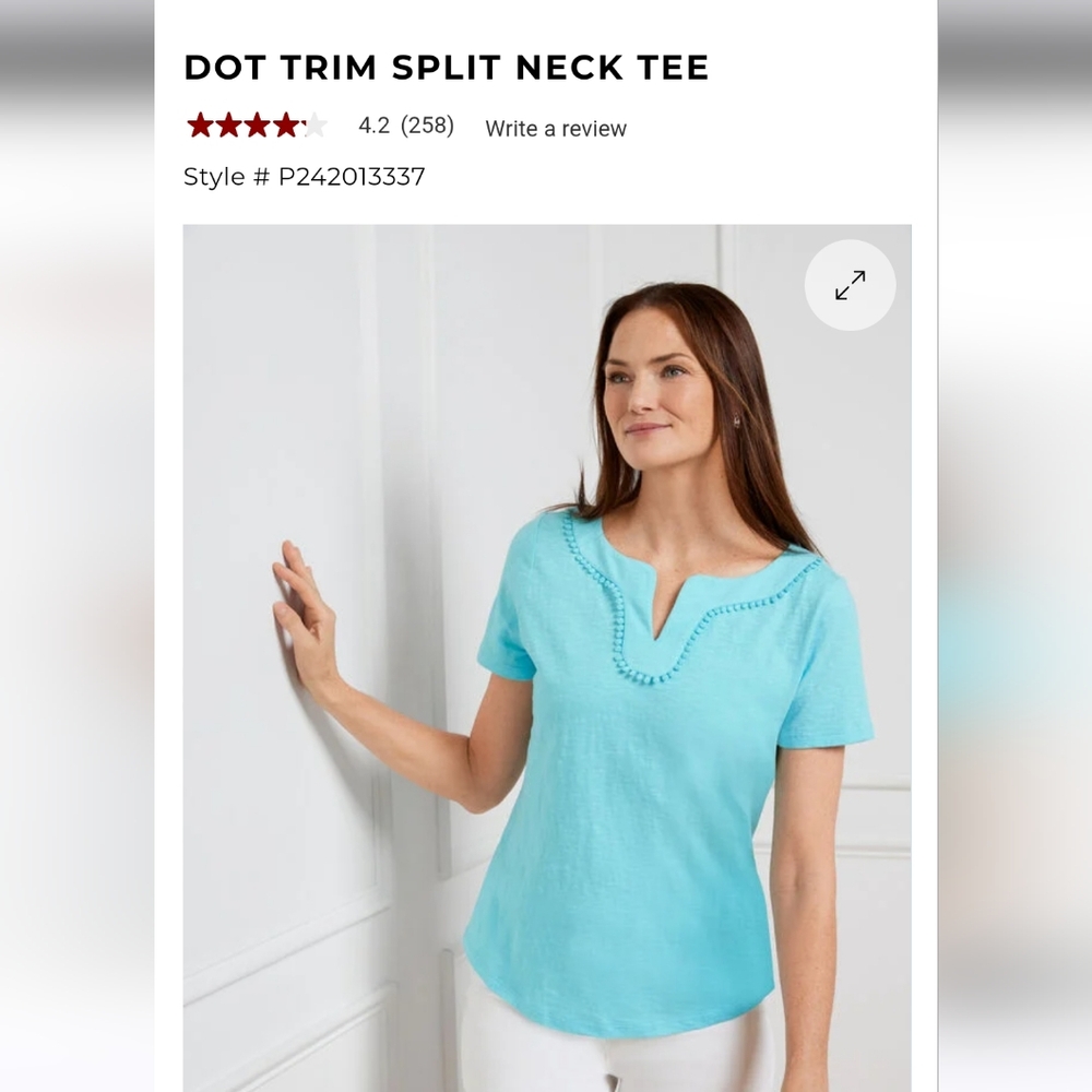 Talbots Dot Trim 100% Cotton Tee